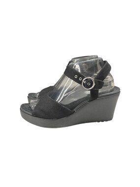 Black Crocs Women’s Wedge Sandals With Adjustable Strap Size 9 Durable Design